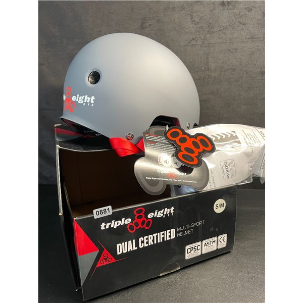 Triple Eight Dual Certified Multi-Sport Helmet - Size S/M - Grey - New in Box!
