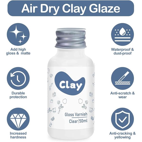 Lot of 4 Air Dry Clay Gloss Varnish Sealants (50ml) High-Luster Finish/Prevents Clay Cracking - New