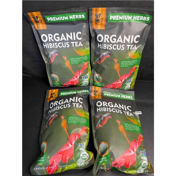 4 Bags of Premium Herbs Organic Hibiscus Herbal Tea (120 Tea Bags Each) - New