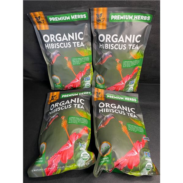 4 Bags of Premium Herbs Organic Hibiscus Herbal Tea (120 Tea Bags Each) - New