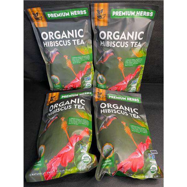 4 Bags of Premium Herbs Organic Hibiscus Herbal Tea (120 Tea Bags Each) - New