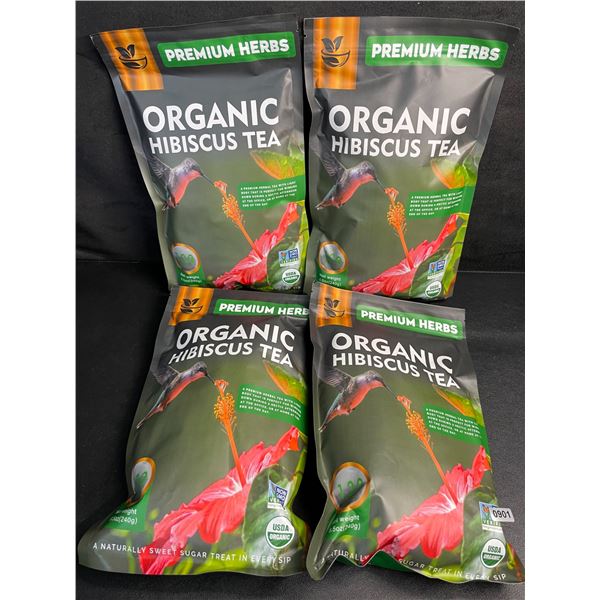 4 Bags of Premium Herbs Organic Hibiscus Herbal Tea (120 Tea Bags Each) - New