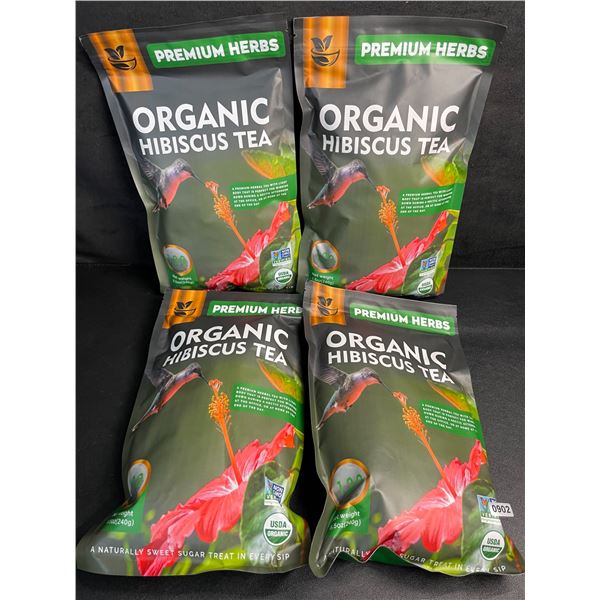 4 Bags of Premium Herbs Organic Hibiscus Herbal Tea (120 Tea Bags Each) - New
