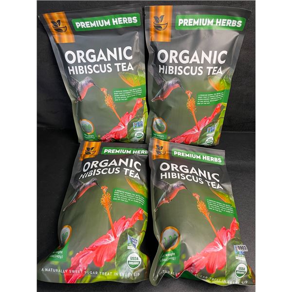 4 Bags of Premium Herbs Organic Hibiscus Herbal Tea (120 Tea Bags Each) - New