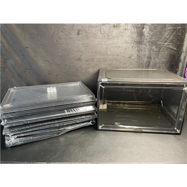 Lot of 5 Clear Acrylic Shoe Storage Boxes (13" x 8.5" x 10") Stackable Design - New