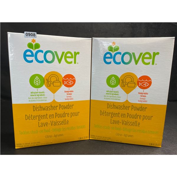 2 Boxes of Ecover Natural Plant-Based Dishwasher Powder (1.36kg) Citrus - New