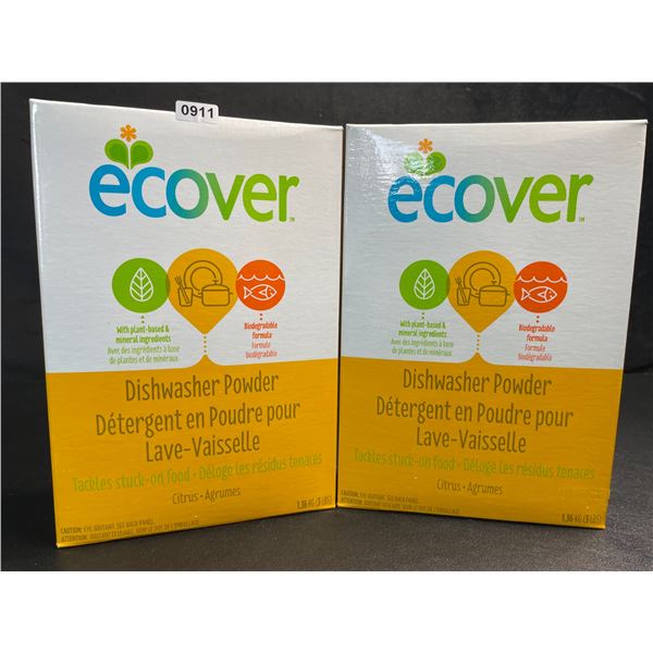 2 Boxes of Ecover Natural Plant-Based Dishwasher Powder (1.36kg) Citrus - New