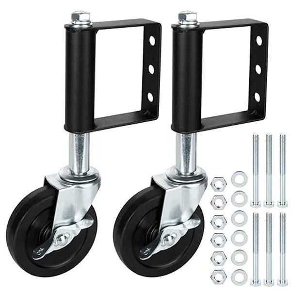 Box of 2PCS 4-Inch Spring Loaded Heavy-Duty Gate Caster Wheels for Outdoor Gates - New