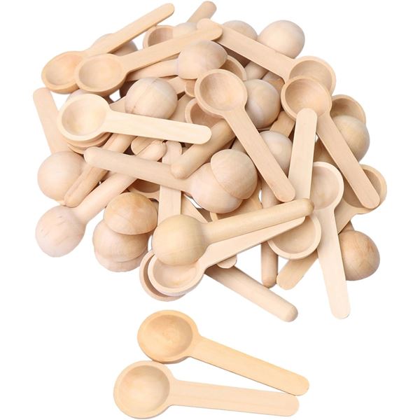 2 Boxes (50PCS Each) Mini Wooden Kitchen Seasoning Spoons - New