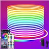 Image 1 : LED Neon Rope Light Kit (66.4FT) with Remote Control - 24V RGB Flexible Neon Rope Lights - New