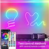 Image 5 : LED Neon Rope Light Kit (66.4FT) with Remote Control - 24V RGB Flexible Neon Rope Lights - New