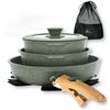 Image 1 : Kitchen Academy 3PC Cookware/Pot & Pans Set with Detachable Handle - Green - New