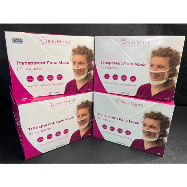4 Boxes of ClearMask Transparent Face Masks with EZ-Adjuster (24PCS Each) Anti-Fog Masks - New