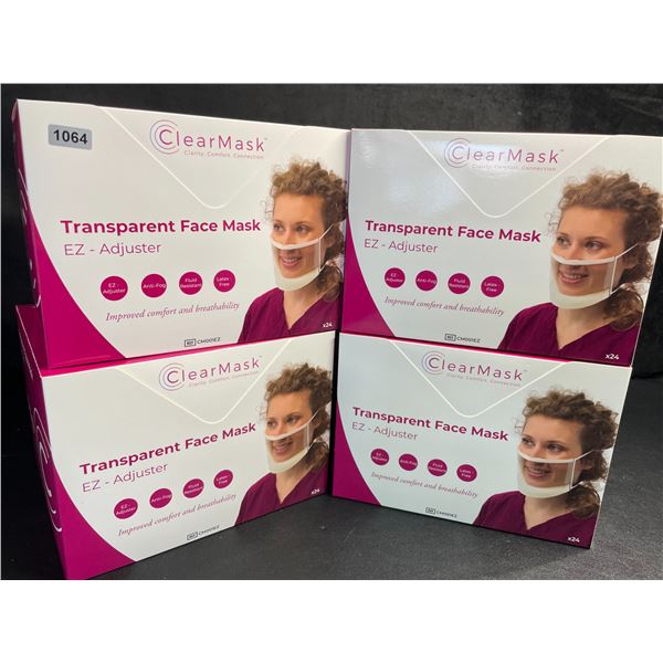 4 Boxes of ClearMask Transparent Face Masks with EZ-Adjuster (24PCS Each) Anti-Fog Masks - New