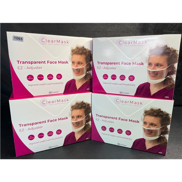 4 Boxes of ClearMask Transparent Face Masks with EZ-Adjuster (24PCS Each) Anti-Fog Masks - New