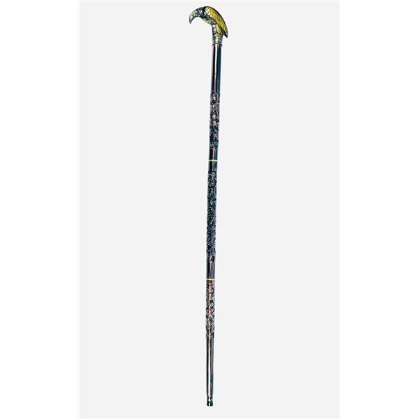 1 Handmade Cane/Wooden Walking Stick - Eagle Head Steampunk Design - Brass Handle - New