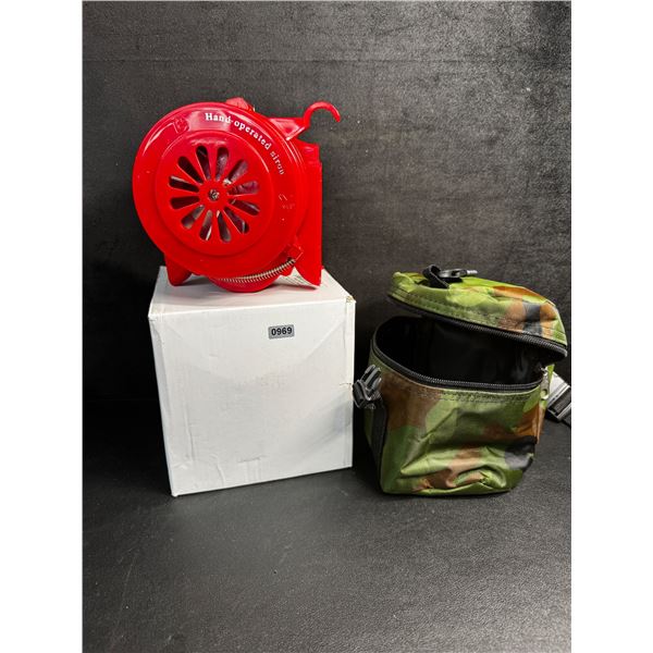 Hand Operated Crank Siren with Folding Handle and Camo Case - New