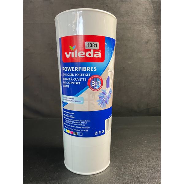 Vileda Powerfibres Enclosed Toilet Brush Set - New