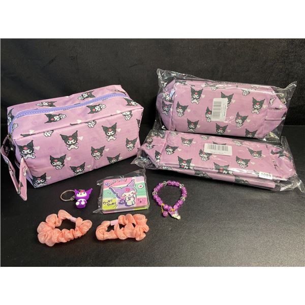 Lot of 3 Kuromi 6PC Kawaii Cosmetic Bag Sets with Accessories - Brand New!
