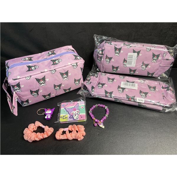 Lot of 3 Kuromi 6PC Kawaii Cosmetic Bag Sets with Accessories - Brand New!