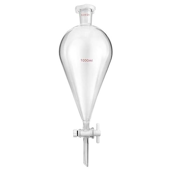 Lot of 3 QWORK Glass 1000ml Separating Funnels with 24/29 Joints & PTFE Plug - New