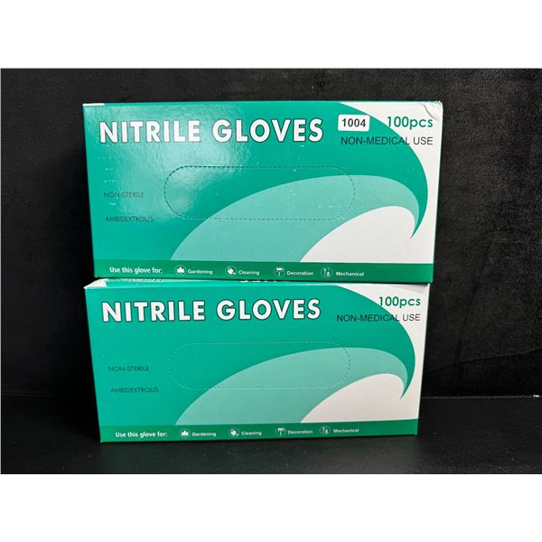 2 100ct Boxes of Non Medical Nitrile Gloves - 200PCS Total - New