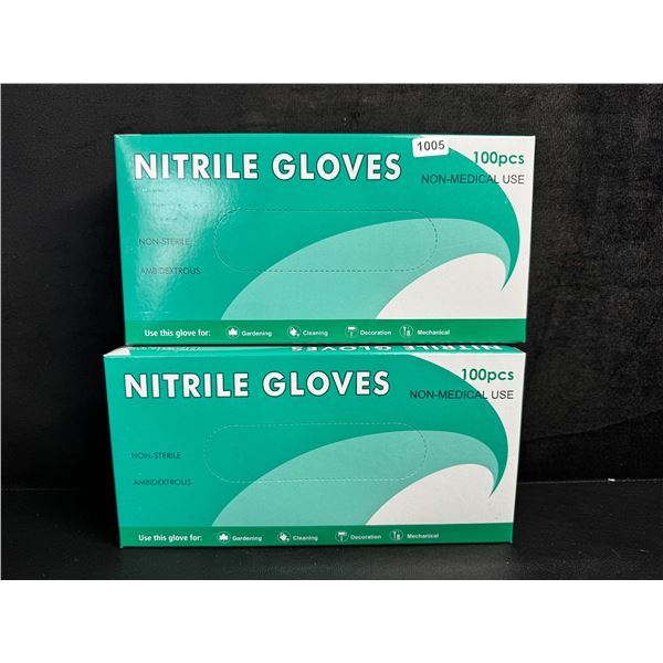 2 100ct Boxes of Non Medical Nitrile Gloves - 200PCS Total - New