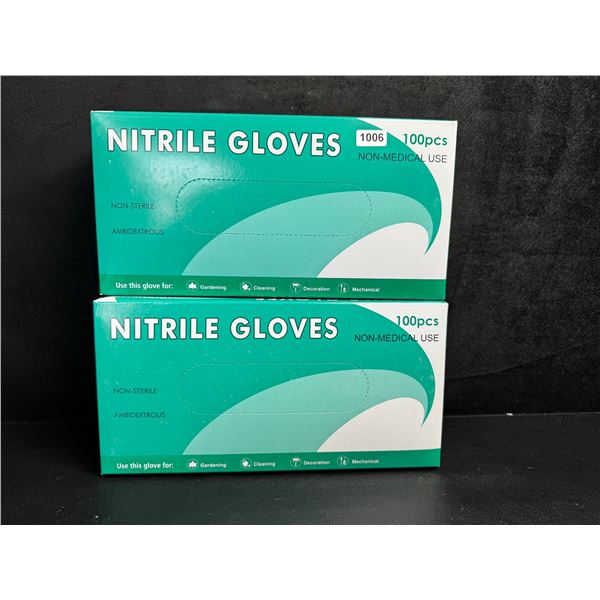 2 100ct Boxes of Non Medical Nitrile Gloves - 200PCS Total - New