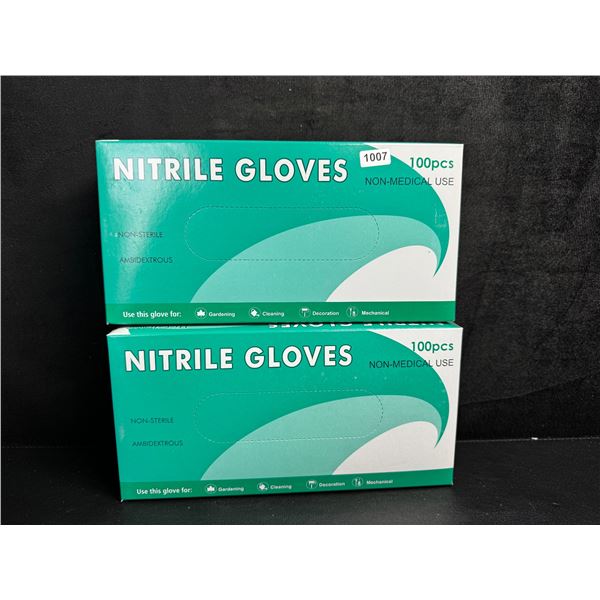 2 100ct Boxes of Non Medical Nitrile Gloves - 200PCS Total - New