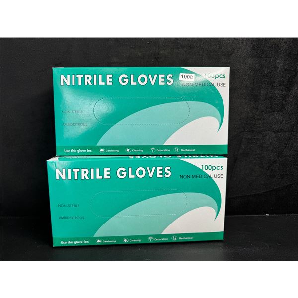 2 100ct Boxes of Non Medical Nitrile Gloves - 200PCS Total - New