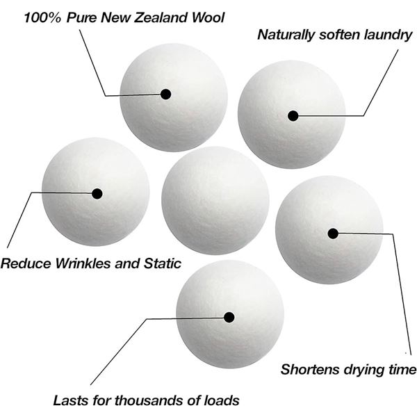 2 6-Packs of XL Handmade New Zealand Wool Dryer Balls with Storage Bag - 12PCS Total - New