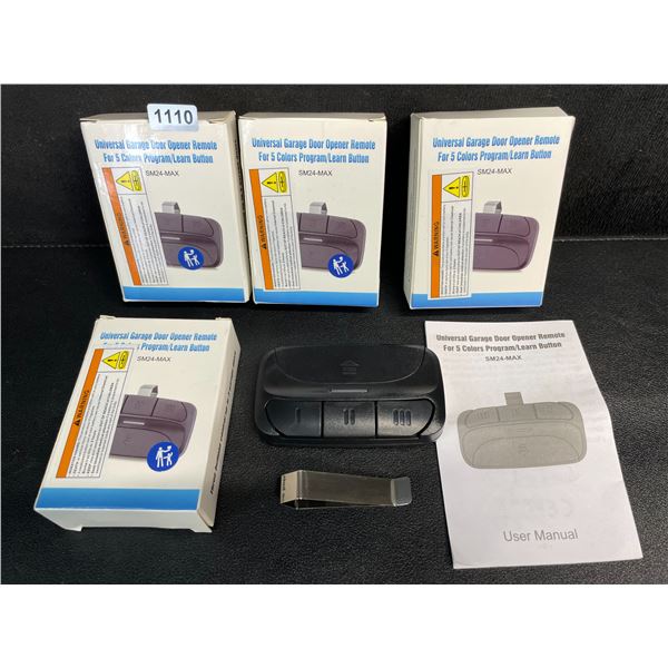 4 Packs of Universal Garage Door Opener Remotes with Visor Clips - New