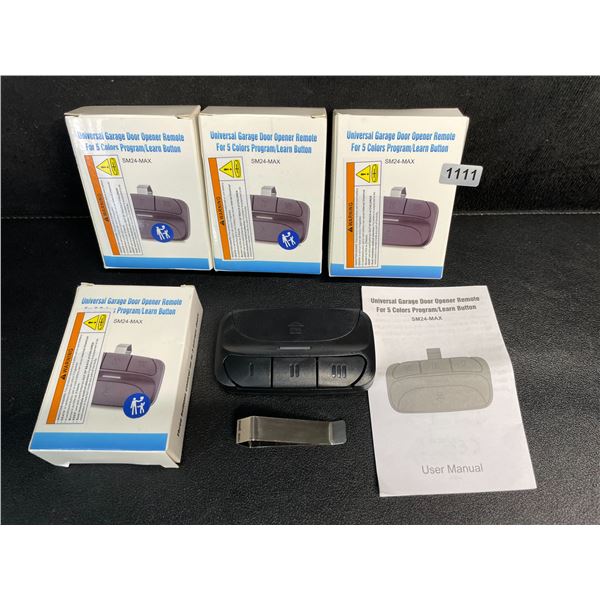 4 Packs of Universal Garage Door Opener Remotes with Visor Clips - New