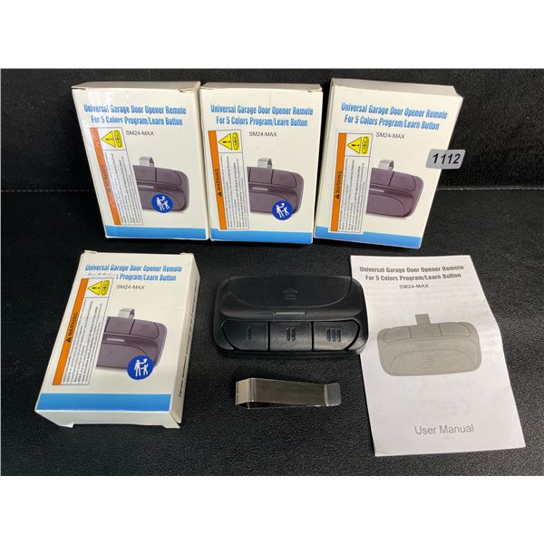 4 Packs of Universal Garage Door Opener Remotes with Visor Clips - New