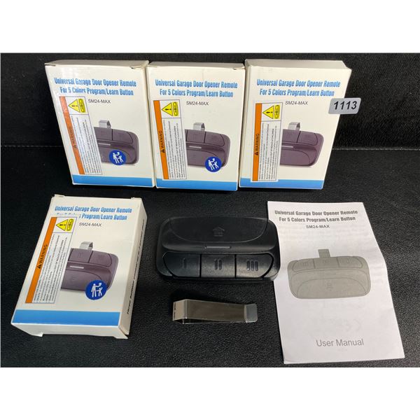 4 Packs of Universal Garage Door Opener Remotes with Visor Clips - New