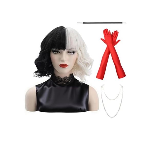 4 5-PC Black and White Wig Cosplay Kits - New