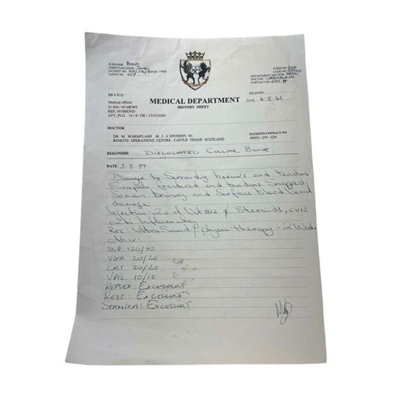 The World is Not Enough (1999) - James Bond (Pierce Brosnan) Prop Medical File