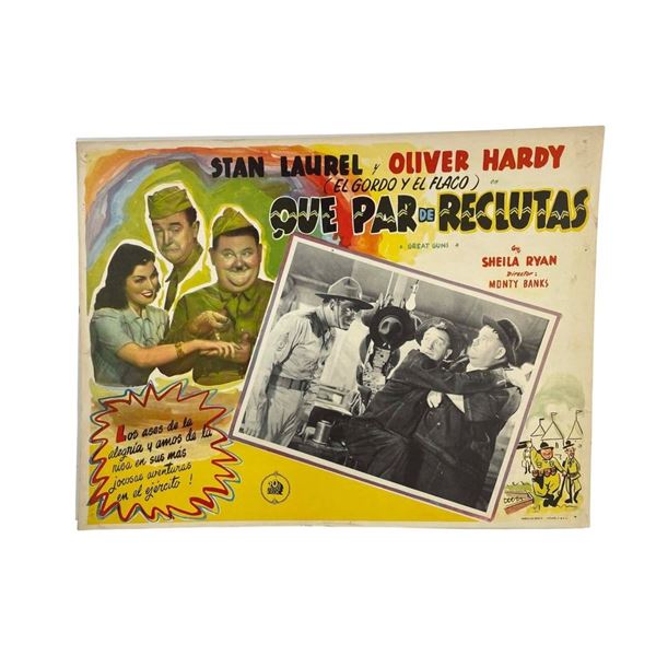 Laurel and Hardy - Great Guns (1941) - Que Par De Reclutas Lobby Card