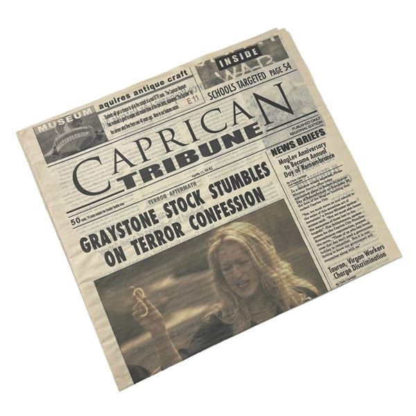 Battlestar Galactica Caprica (2009-2010) - Screen Used Caprican Newspaper