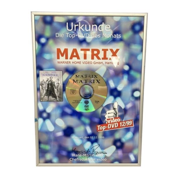 The Matrix (1999) - German Award For Top DVD Sales. With Signature