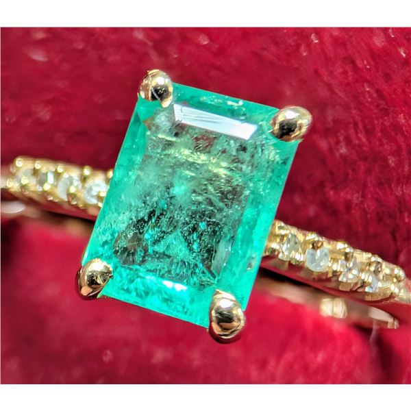 10K(1.22G), NATURAL EMERALD (1.2+0.06CT)RING ,  SIZE 6.25 APPRAISED INSURANCE VALUE $1215