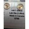 Image 2 : 14K(0.3G), LAB DIAMOND (1.05CT)EARRINGS , APPRAISED INSURANCE VALUE $955