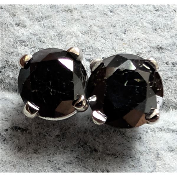 14K(0.57G), BLACK DIAMOND (0.84CT) EARRINGS , SUGGESTED RETAIL VALUE $700