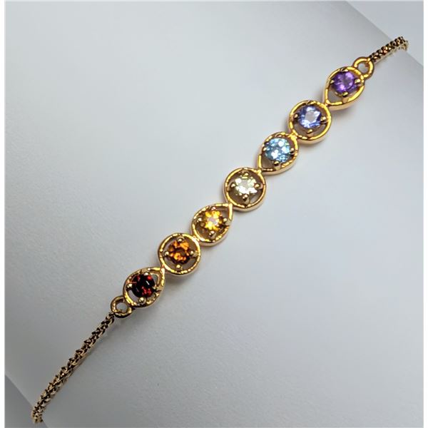 SILVER(1.63G), GENUINE GEMSTONE BRACELET