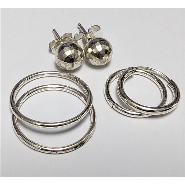 SILVER(1.98G), THREE PAIR OF EARRINGS