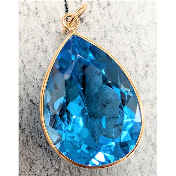 10K(2.4G), BLUE TOPAZ (11CT) PENDANT, APPRAISED INSURANCE VALUE $800