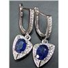 Image 1 : SILVER(4.66G), SAPPHIRE (2CT) EARRINGS, SUGGESTED RETAIL VALUE $380