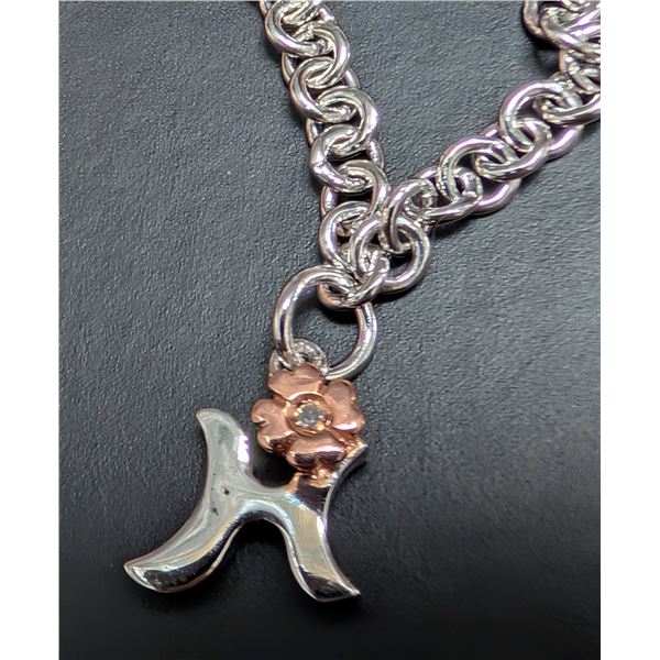 SILVER(3.59G), GENUINE DIAMOND (0.01CT) BRACELET 6"