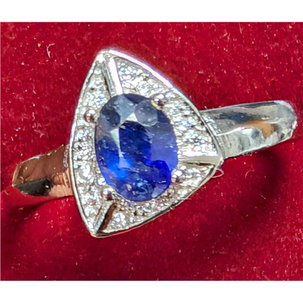 SILVER(3.76G), SAPPHIRE (1CT) RING, SUGGESTED RETAIL VALUE $300