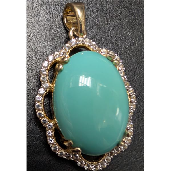 SILVER(4.34G), SLEEP BEAUTY TURQOUISE (13.5CT) PENDANT, SUGGESTED RETAIL VALUE $300